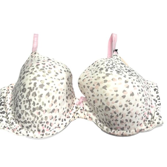Victoria's Secret Push-Up Bra 38DD Gray Pink Cheetah Print Sexy Padded Lingerie - Picture 2 of 7